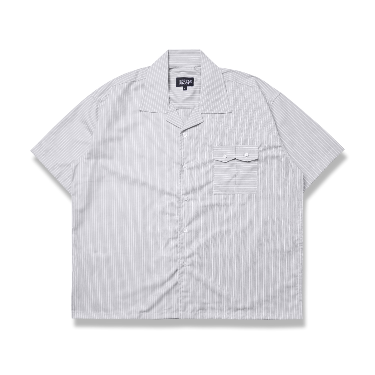 Noforty Project Oversize Shirt Stripe Pattern Gamaru Grey