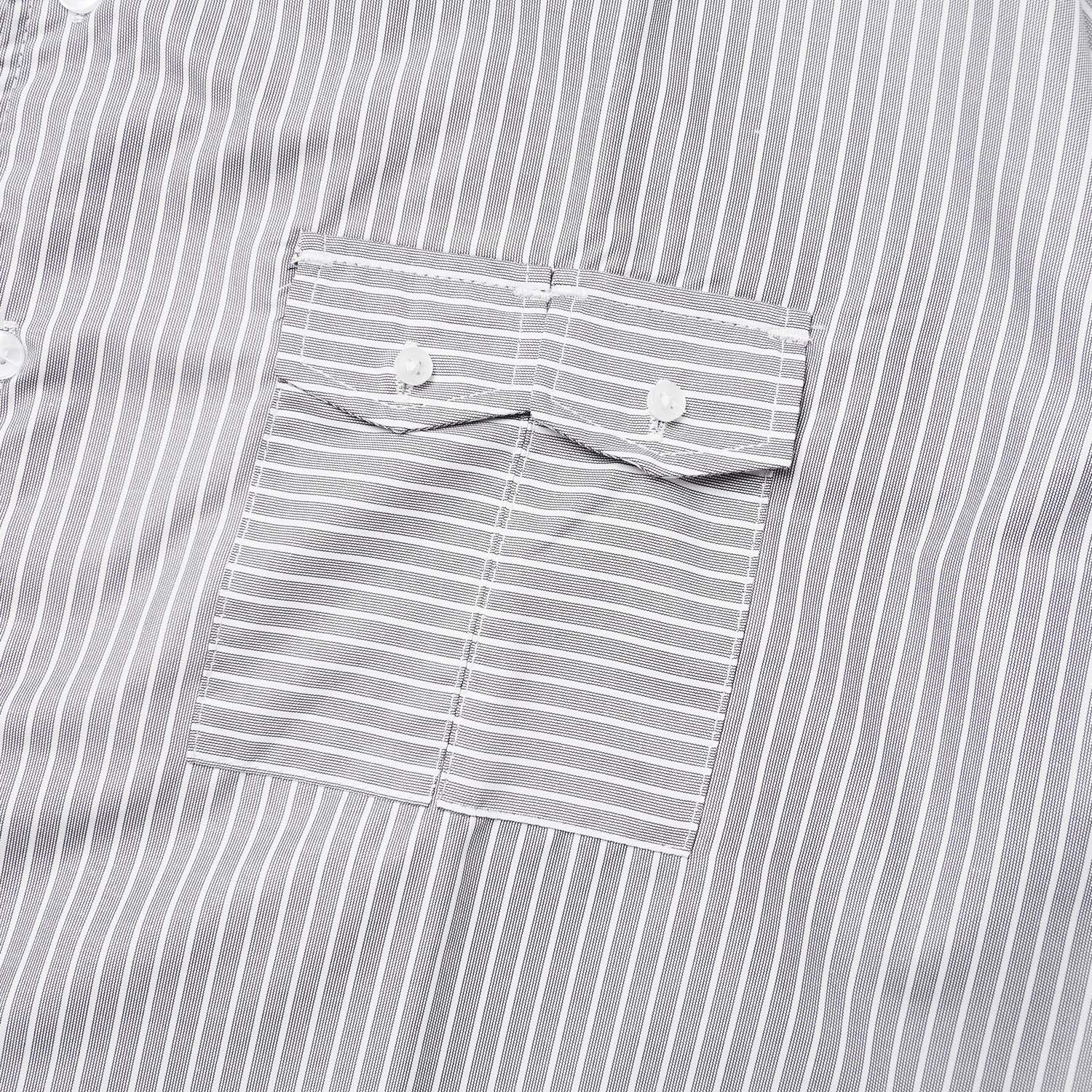 Noforty Project Oversize Shirt Stripe Pattern Gamaru Grey