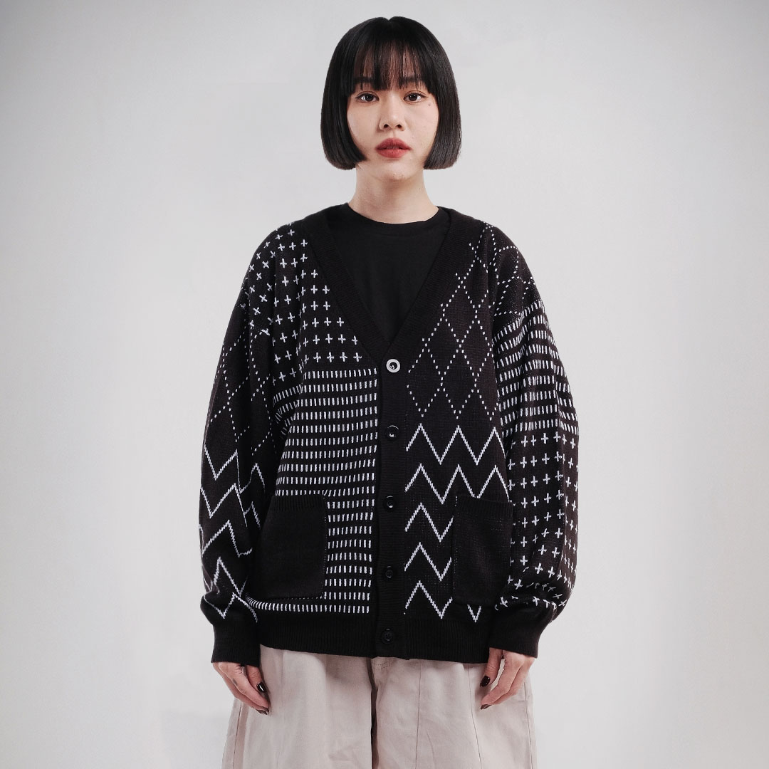 Noforty Project Loose Knit Cardigan Sirco Black