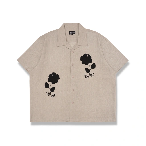 Image of Noforty Project Oversize Short Shirt Linen Nola Beige