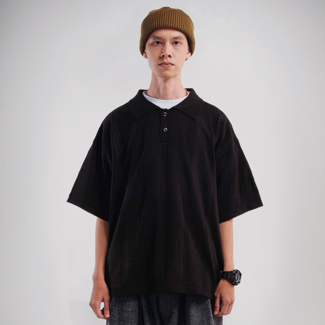 Noforty Project Oversize Polo Knit Declan Black