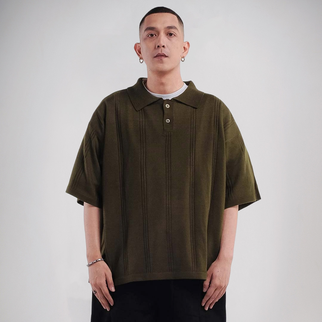 Noforty Project Oversize Polo Knit Declan Army