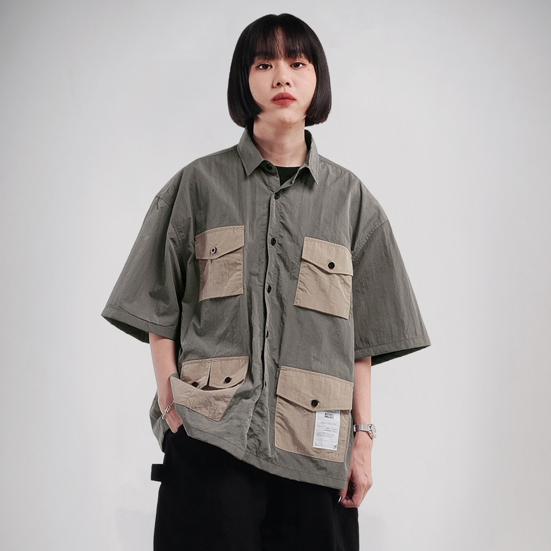 Noforty Project Oversize Short Shirt Ginza Olive