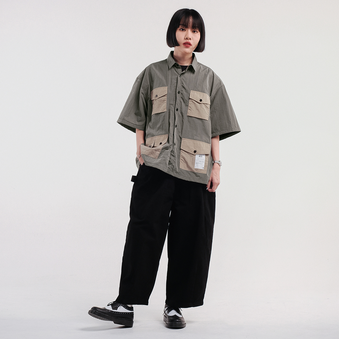 Noforty Project Oversize Short Shirt Ginza Olive