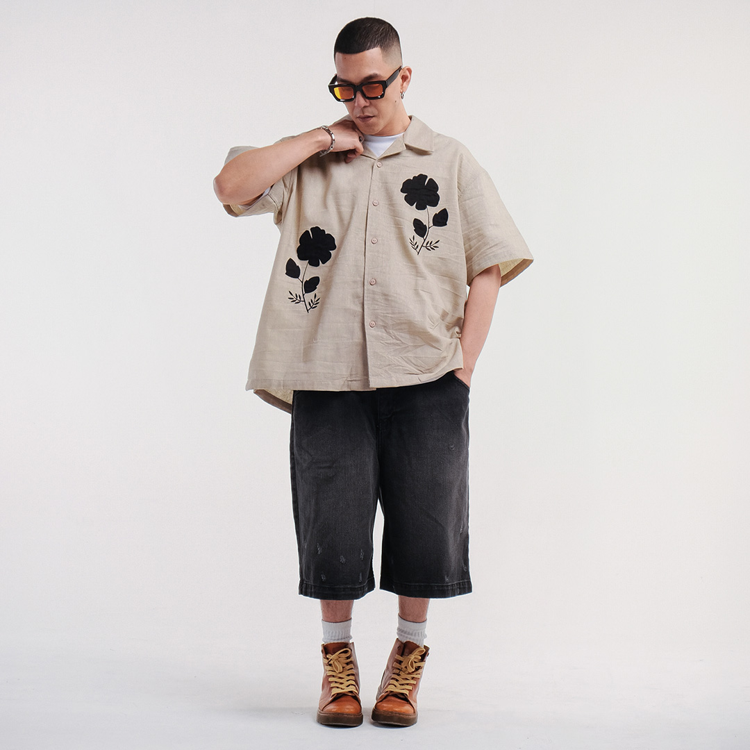 Noforty Project Oversize Short Shirt Linen Nola Beige