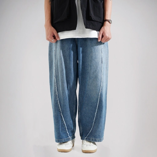 Noforty Project Long Baggy Jeans Pants Curvy Medium Blue