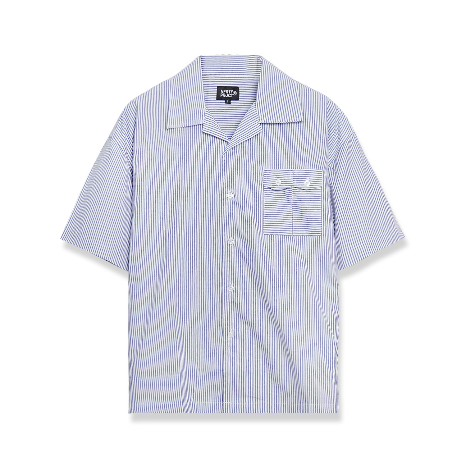 Noforty Project Oversize Shirt Stripe Pattern Gamaru Blue