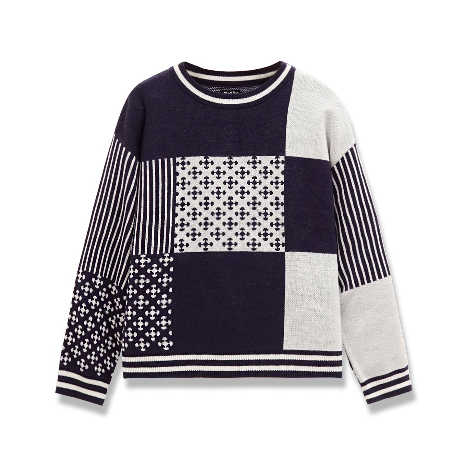 Noforty Project Oversize Knittwear Sweater Crewneck Benzo Navy Blue