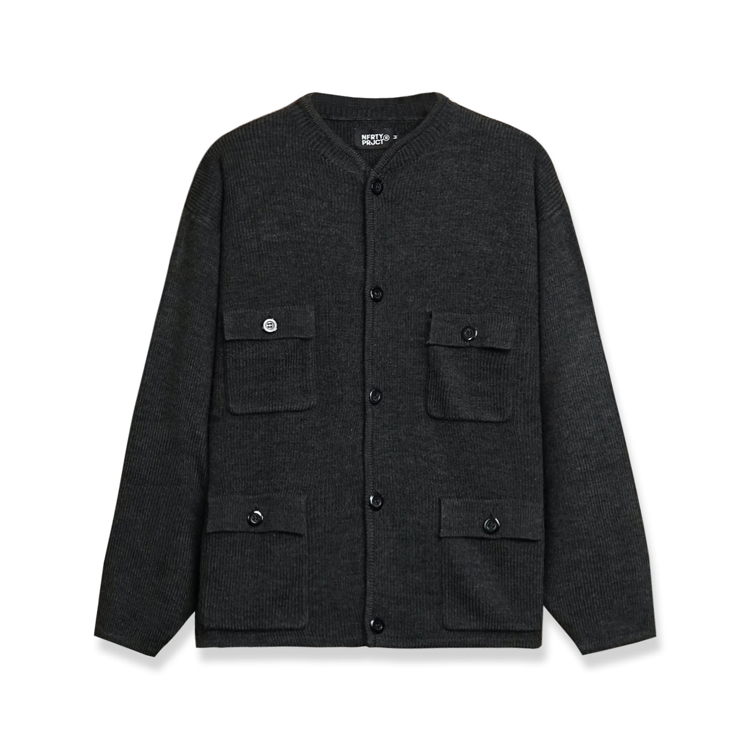 Noforty Project Oversize Jacket Knitwear Ivory Dark Grey