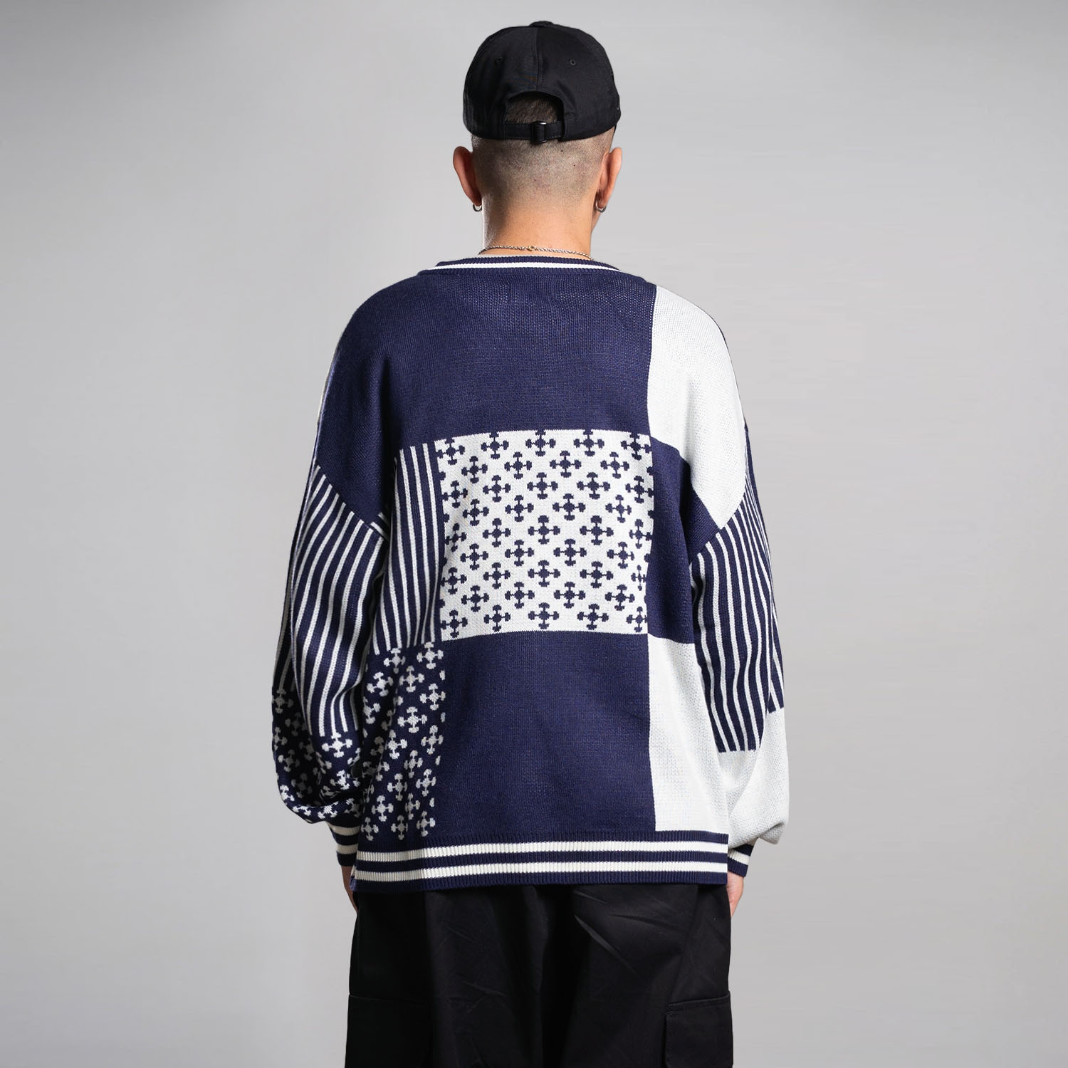 Noforty Project Oversize Knittwear Sweater Crewneck Benzo Navy Blue