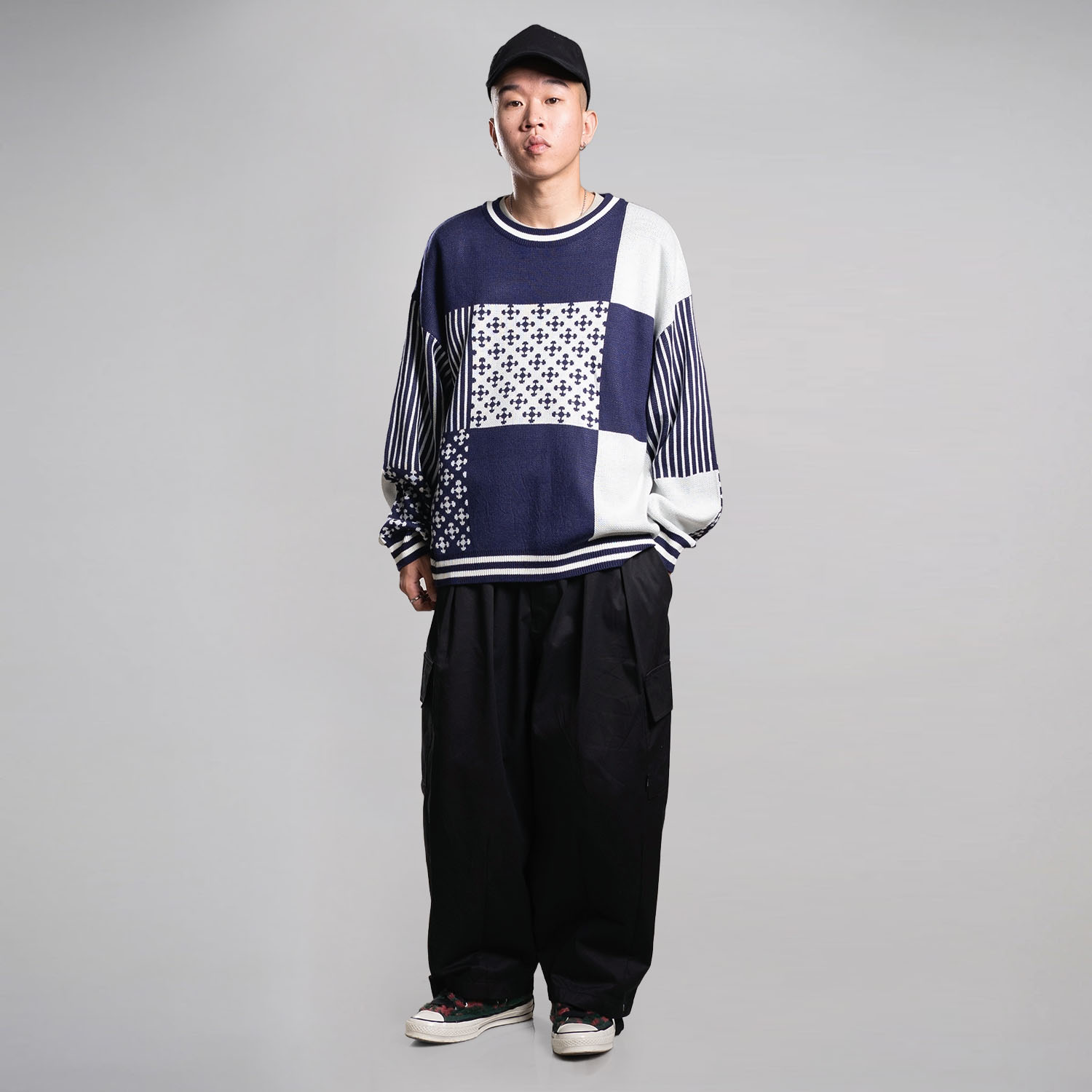 Noforty Project Oversize Knittwear Sweater Crewneck Benzo Navy Blue