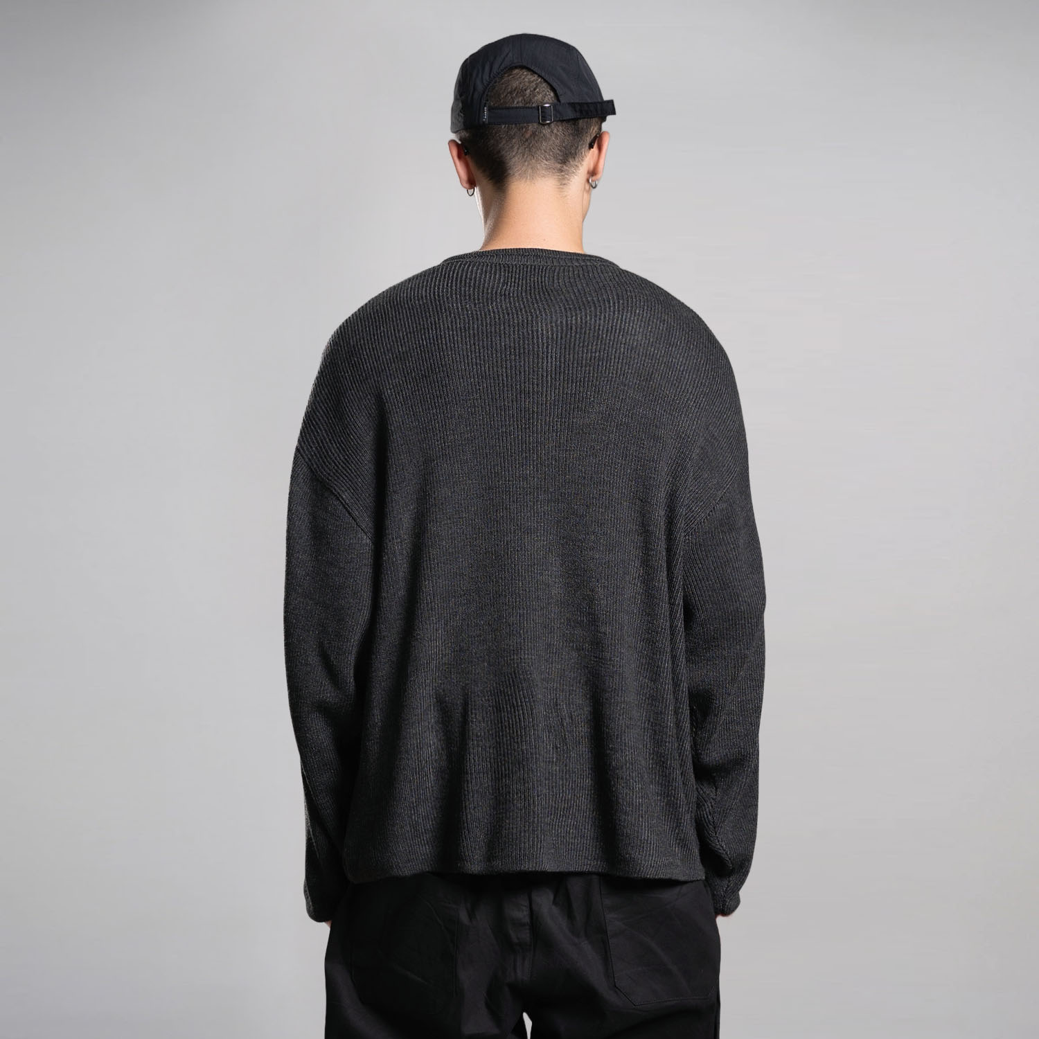 Noforty Project Oversize Jacket Knitwear Ivory Dark Grey