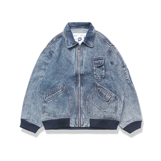 Image of Noforty Project Oversize Bomber Denim Jacket Emphatyc Ice Wash