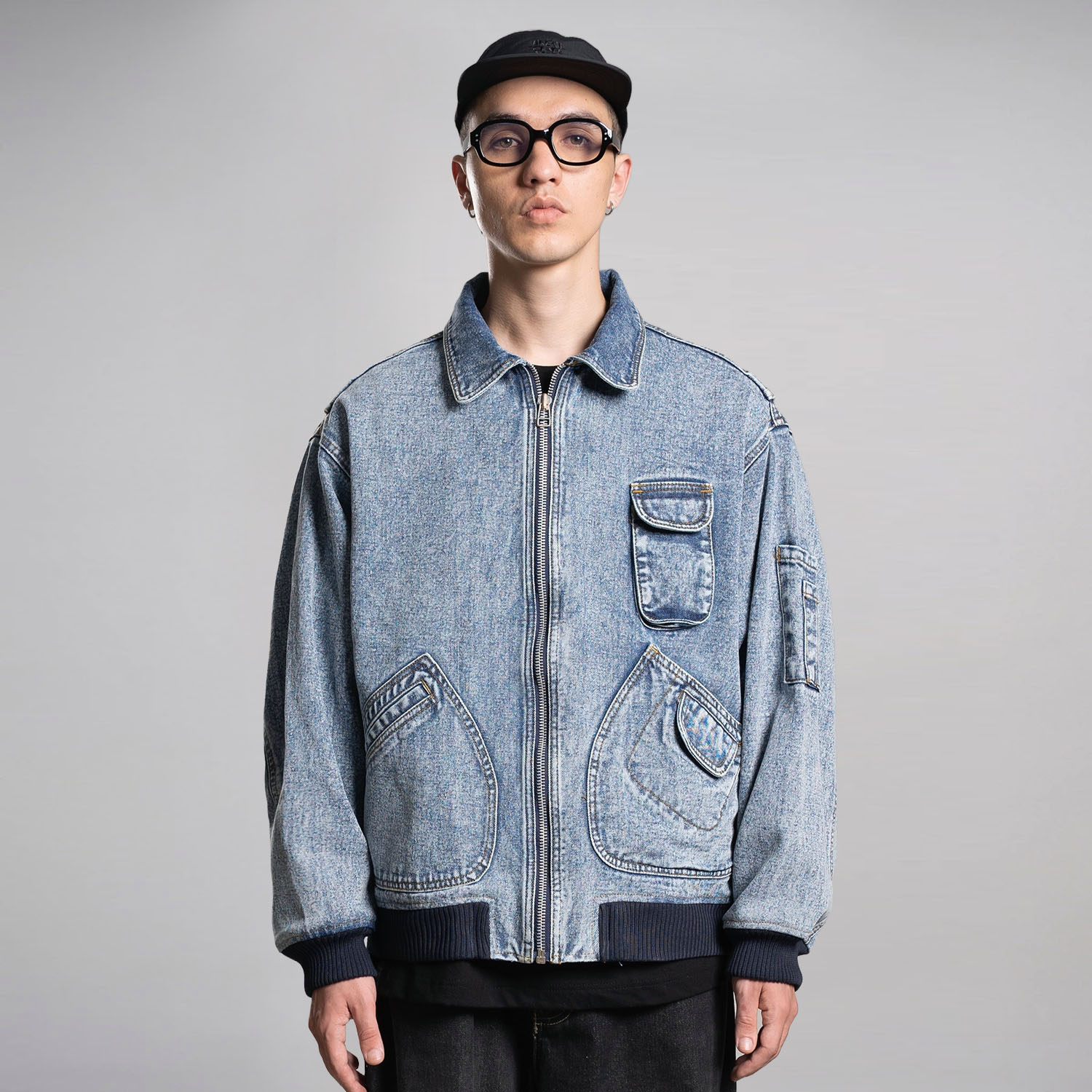 Noforty Project Oversize Bomber Denim Jacket Emphatyc Ice Wash