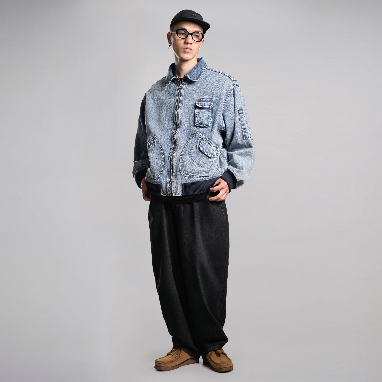 Noforty Project Oversize Bomber Denim Jacket Emphatyc Ice Wash