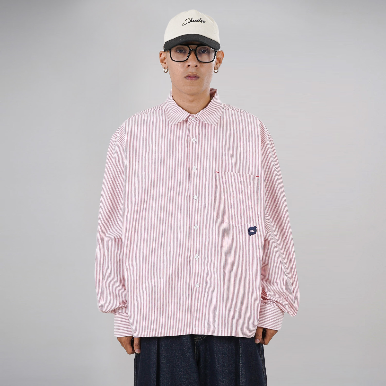 Noforty Project Oversize Stripe Long Shirt Reedem Red