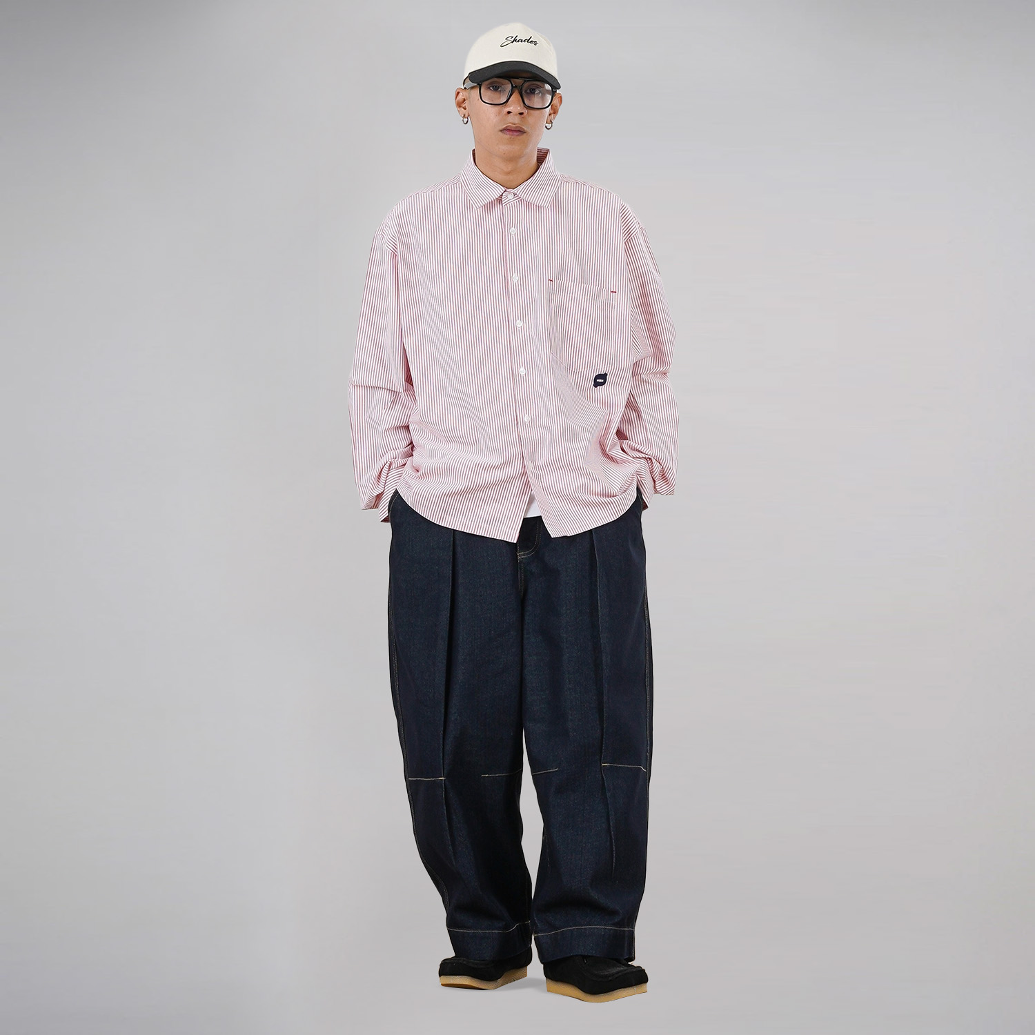 Noforty Project Oversize Stripe Long Shirt Reedem Red