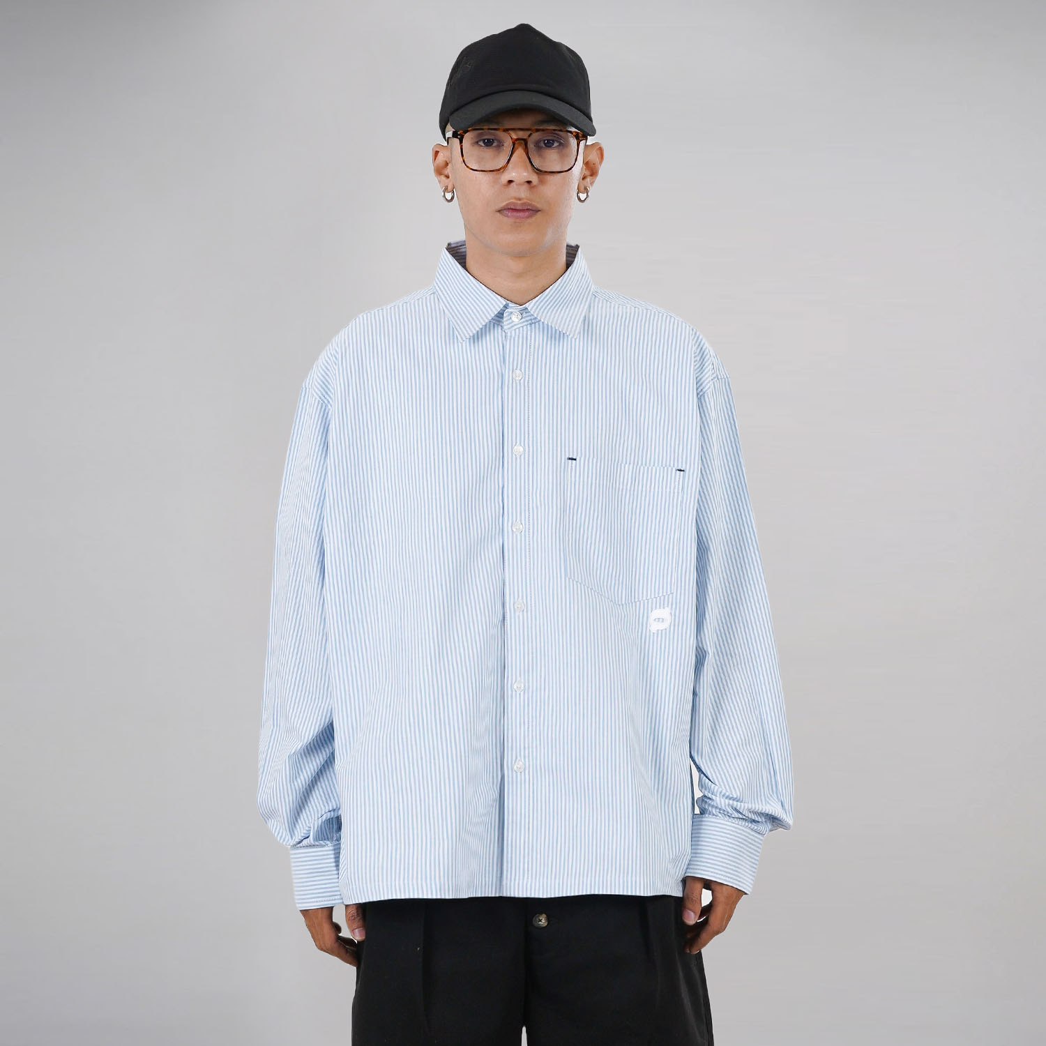 Noforty Project Oversize Stripe Long Shirt Reedem Blue