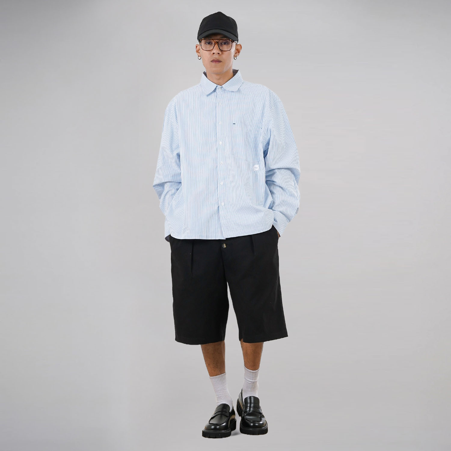 Noforty Project Oversize Stripe Long Shirt Reedem Blue