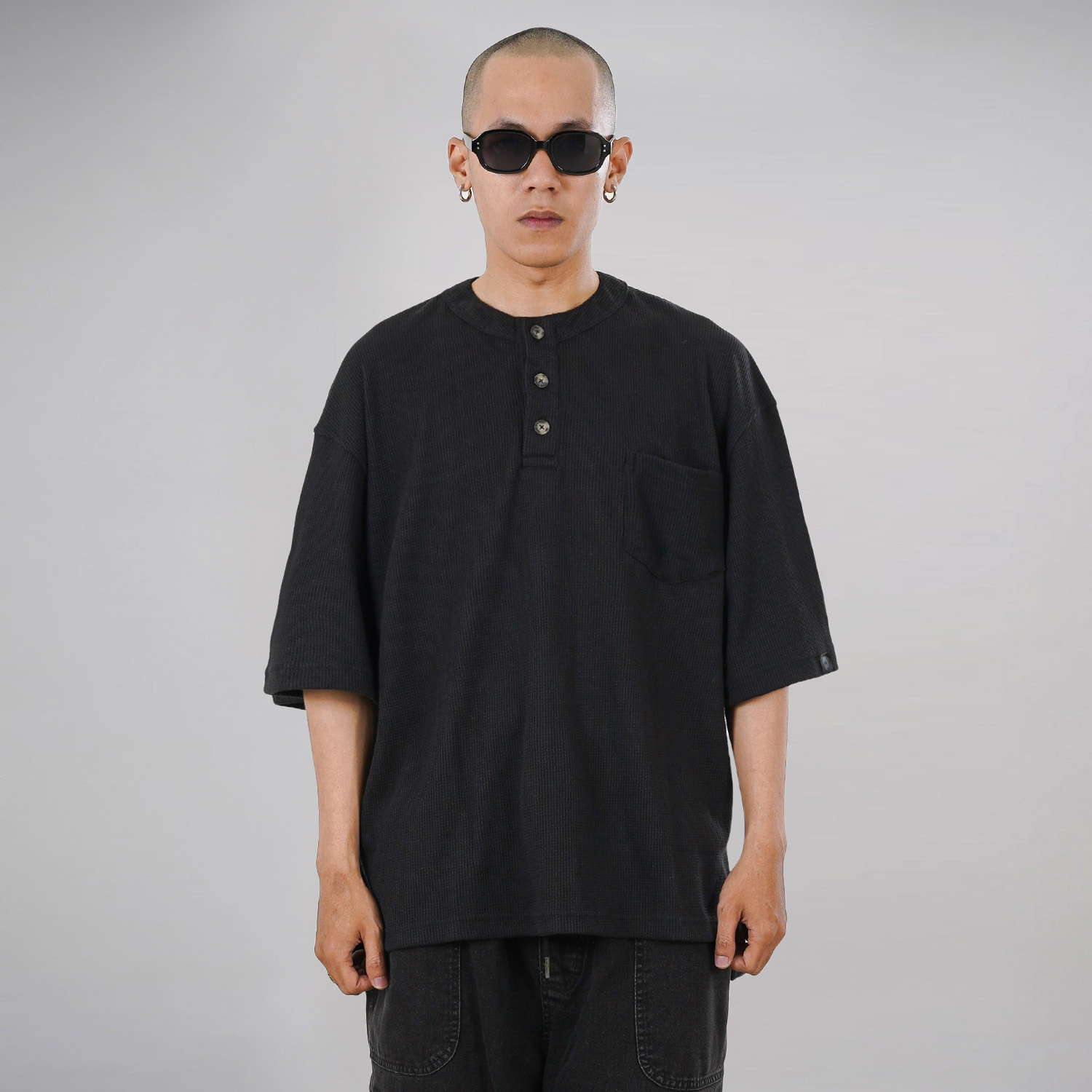 Noforty Project Oversize Poloshirt Waffle Syma Black