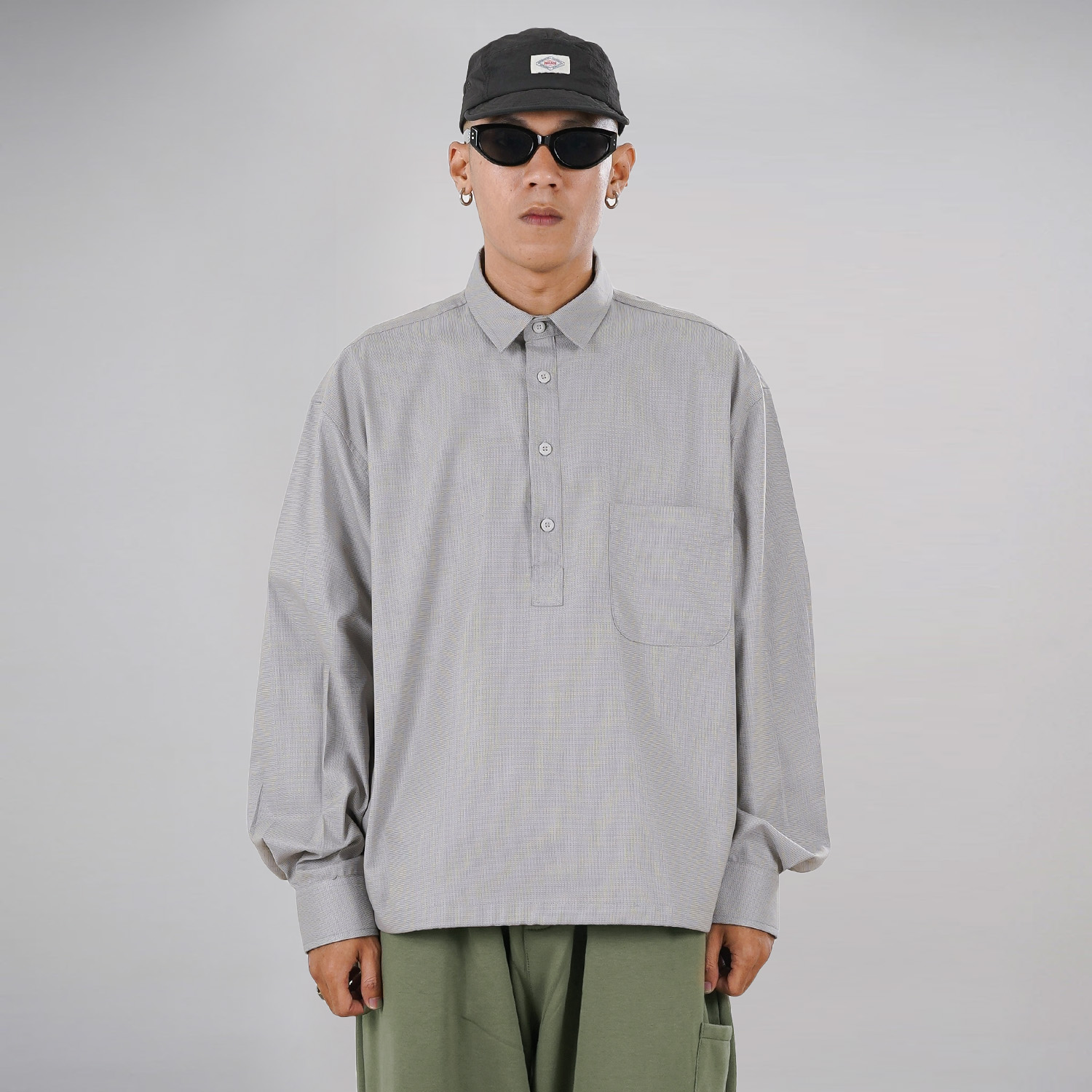 Noforty Project Oversize Boxy Long Shirt Eiji Grey