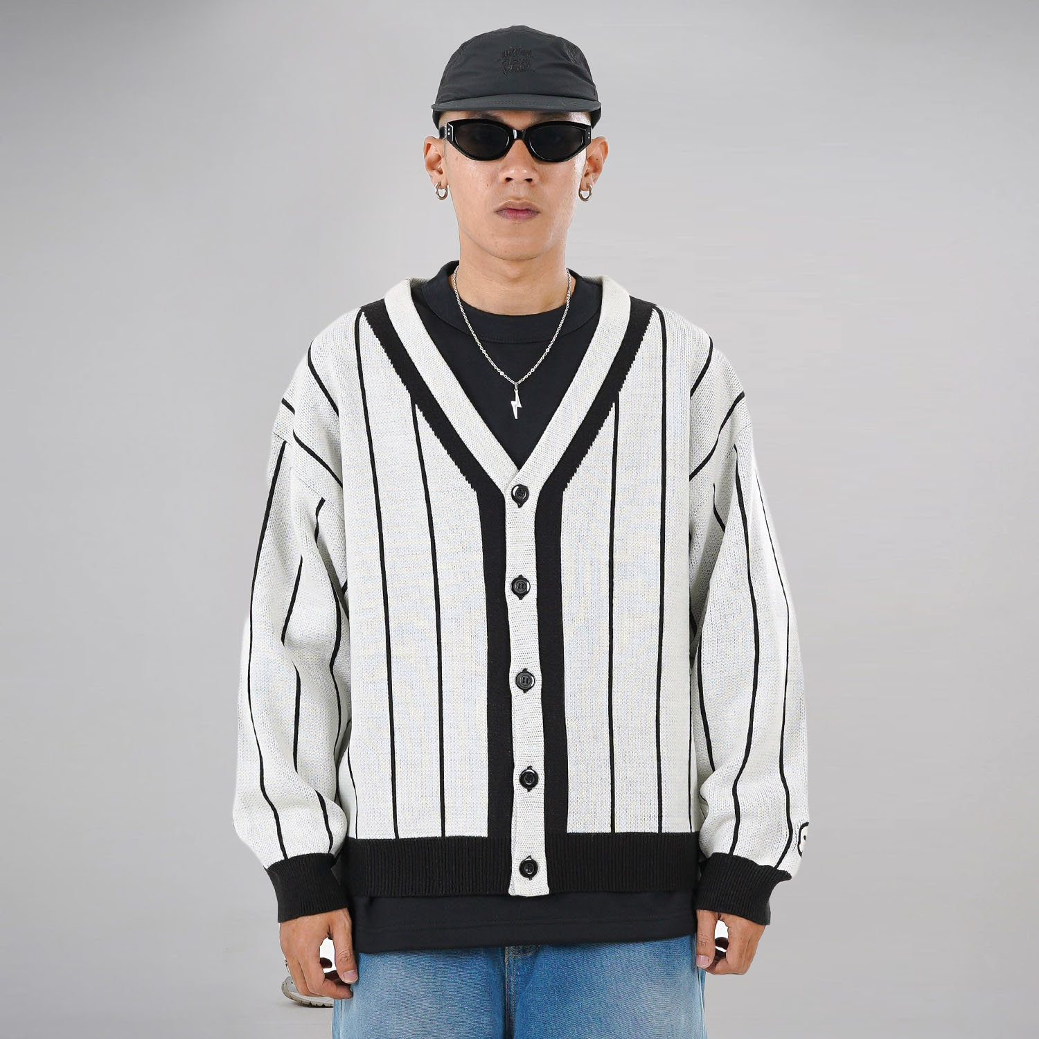 Noforty Project Oversize Knittwear Cardigan Huper White