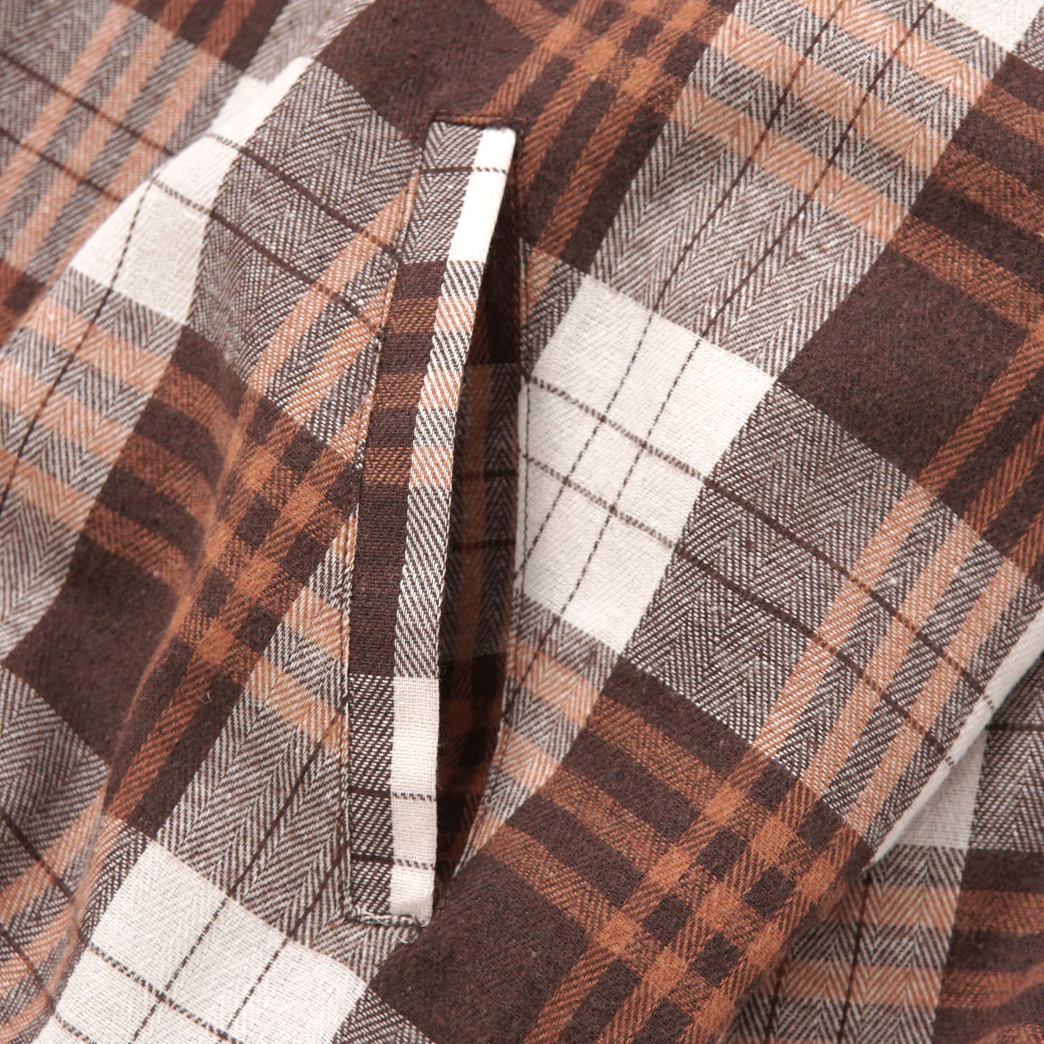 Noforty Project Long Shirt Flanel Flap Brown