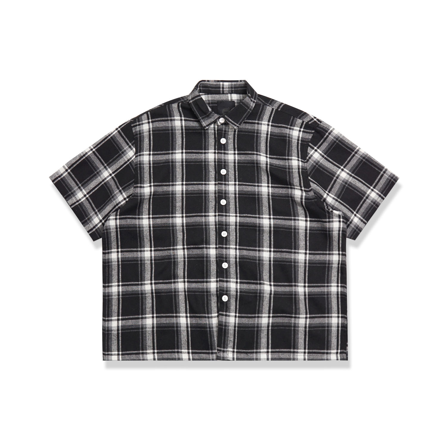 Noforty Project Boxy Oversize Short Shirt Flanel Toffin Black