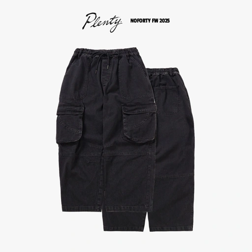 Image of Noforty Project Baggy Cargo Long Pants Hamford Black