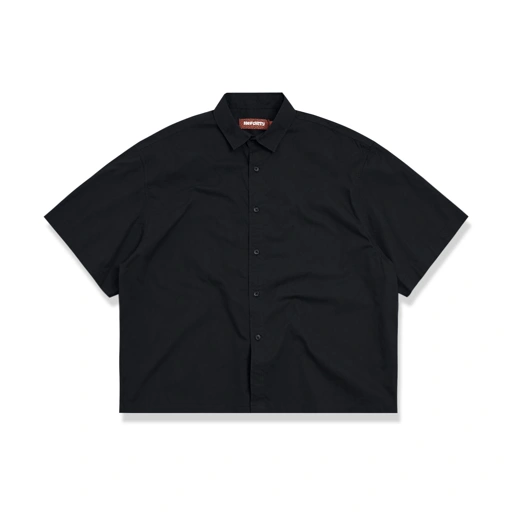 Image of Noforty Project Oversize Wide Boxy Short Shirt Alba Black