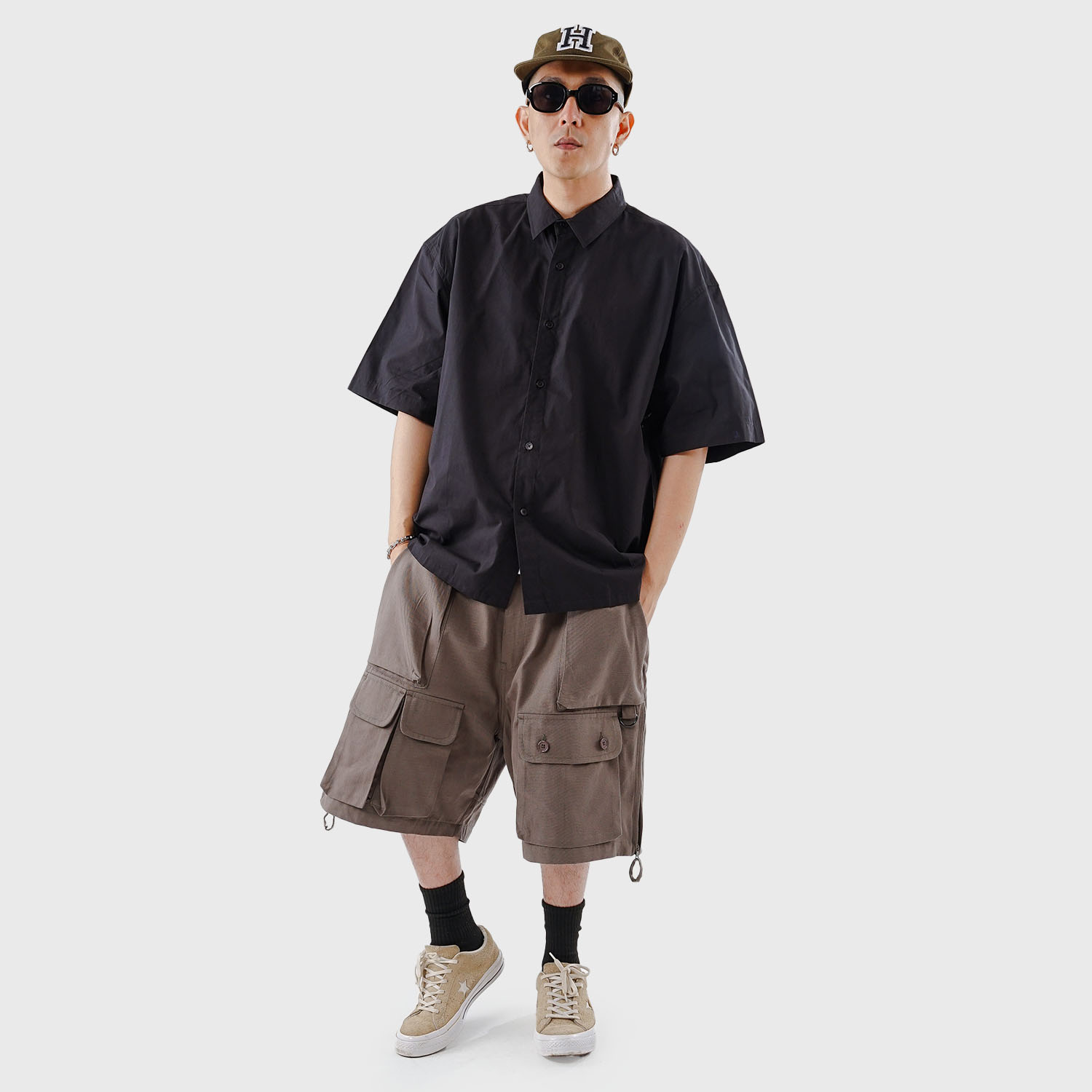 Noforty Project Oversize Wide Boxy Short Shirt Alba Black