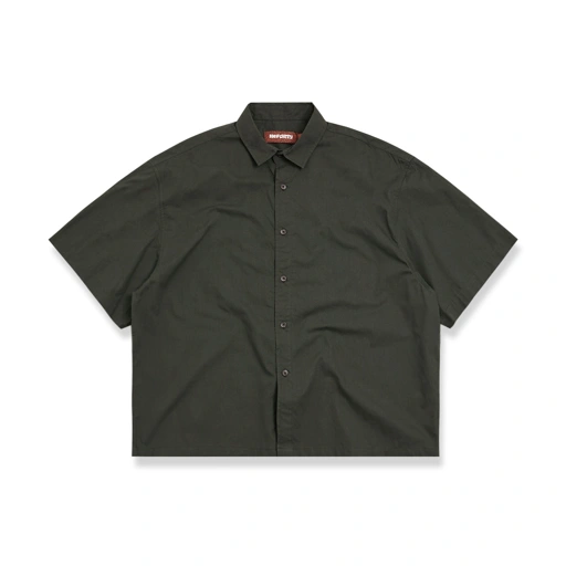 Image of Noforty Project Oversize Wide Boxy Short Shirt Alba Olive