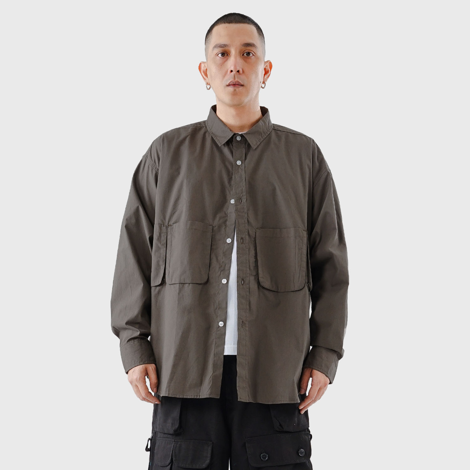 Noforty Project Oversize Boxy Long Shirt Furrel Dark Grey