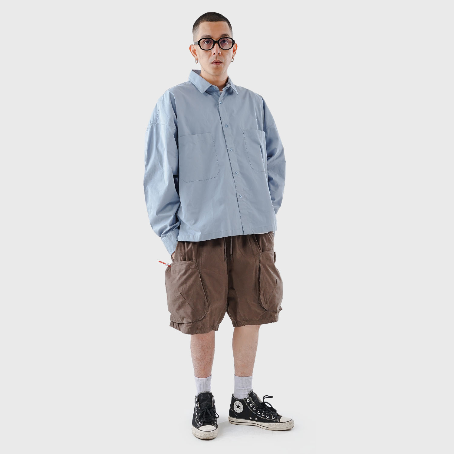 Noforty Project Oversize Boxy Long Shirt Lauren Sky Blue