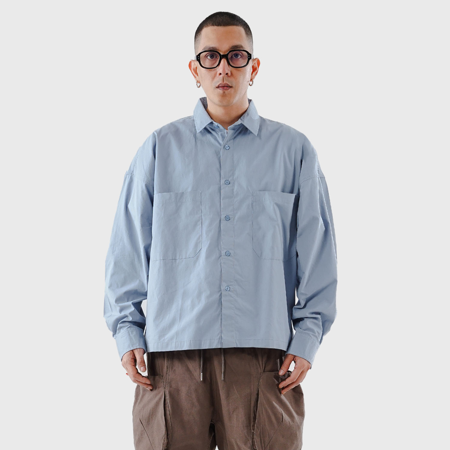 Noforty Project Oversize Boxy Long Shirt Lauren Sky Blue