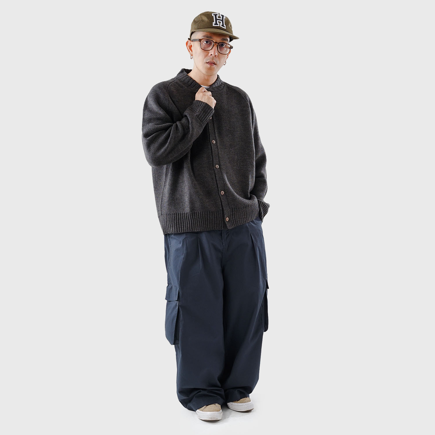 Noforty Project Long Cargo Pants Hadori Navy Blue