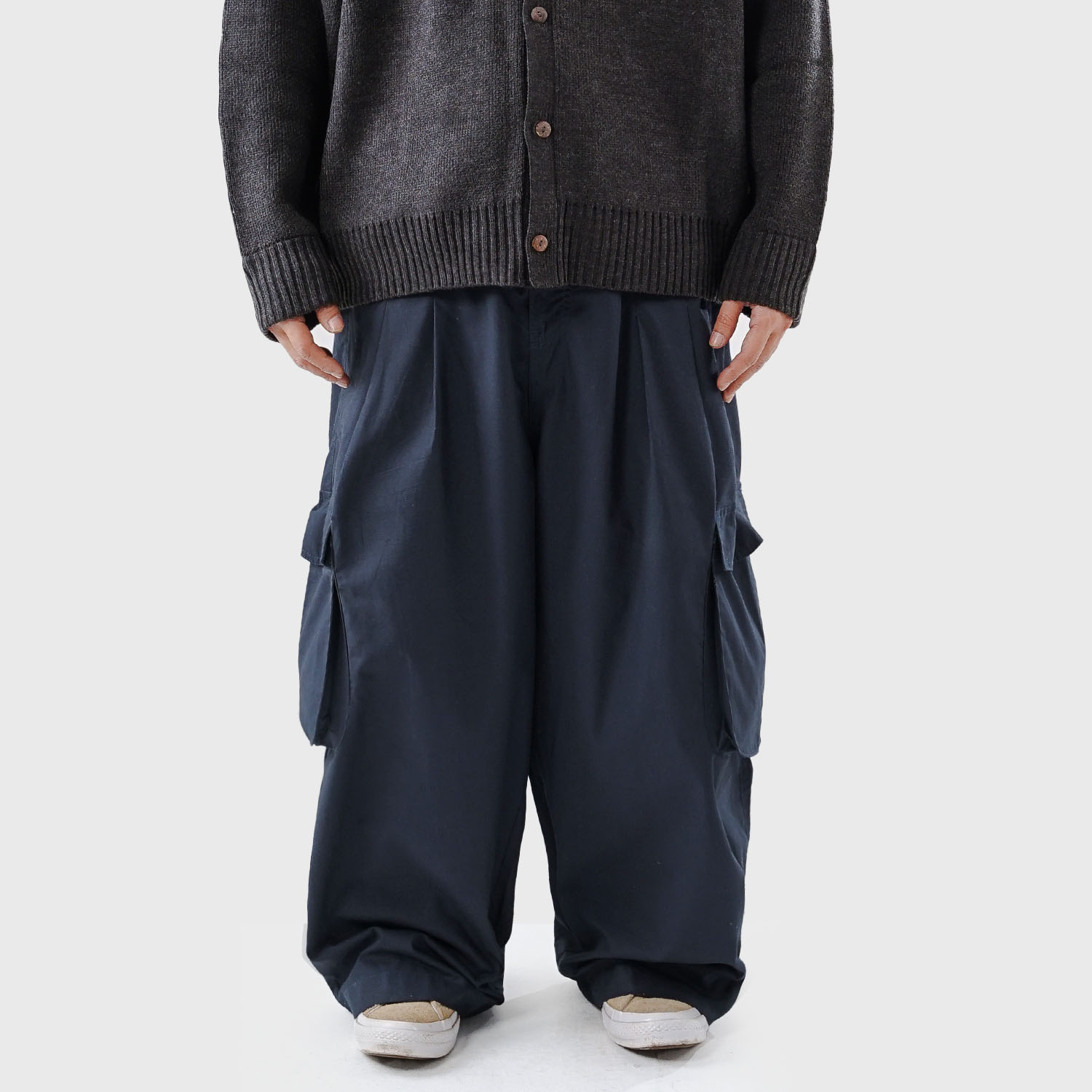 Noforty Project Long Cargo Pants Hadori Navy Blue