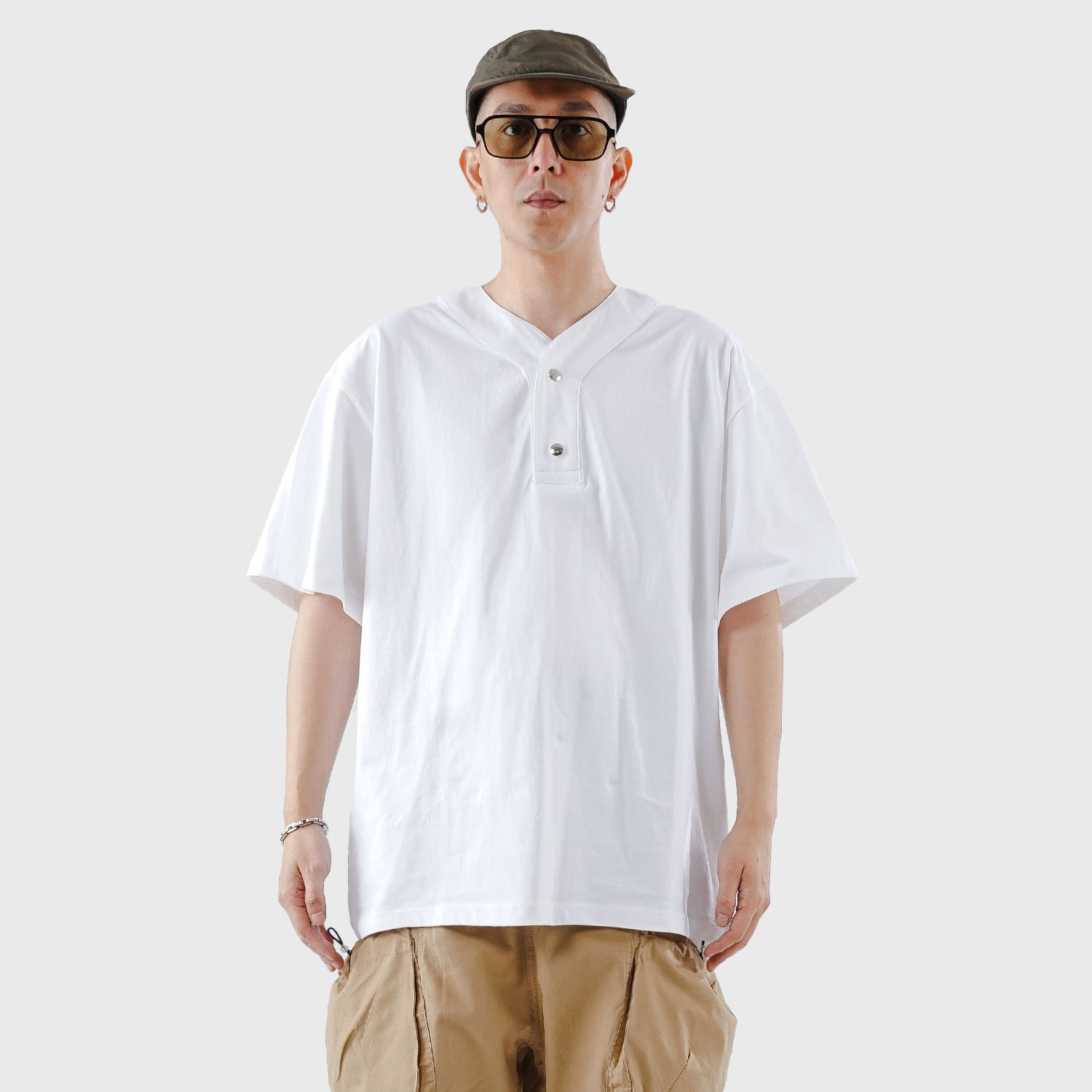 Noforty Project Oversize Colarless Tshirt Grawn White