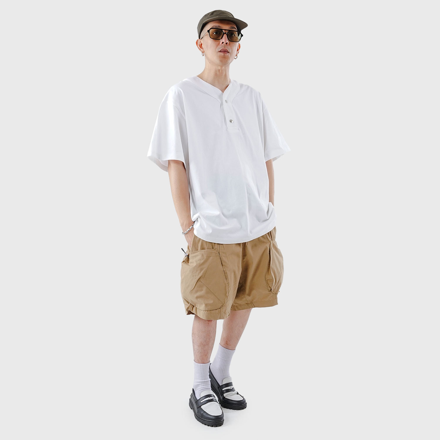 Noforty Project Oversize Colarless Tshirt Grawn White