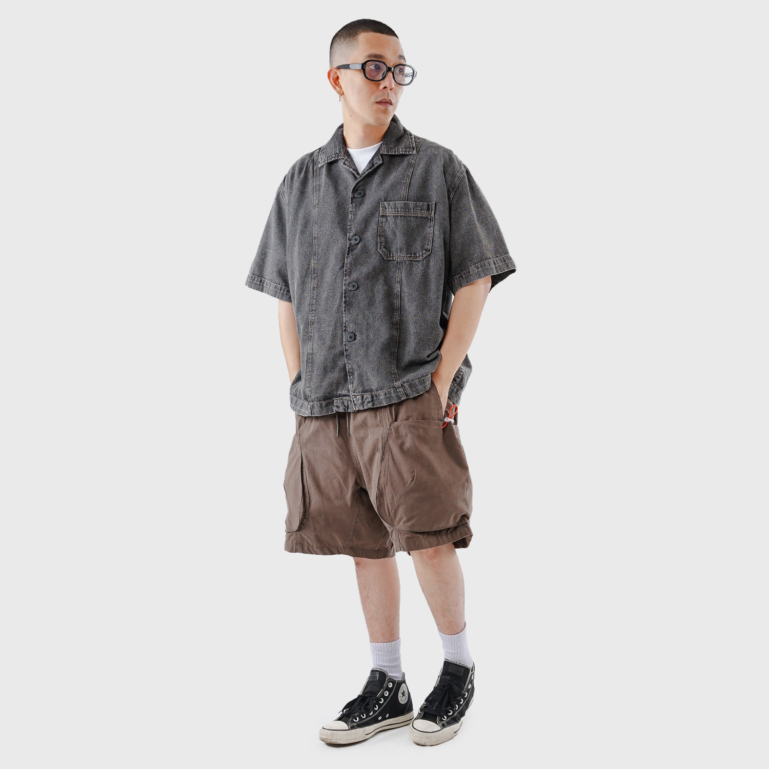 Noforty Project Oversize Short Shirt Denim Lowa Black