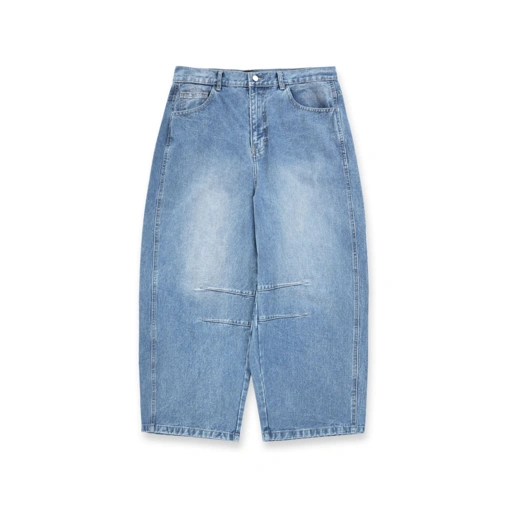 Image of Noforty Project Barrel Long Denim Pants Morrow Blue