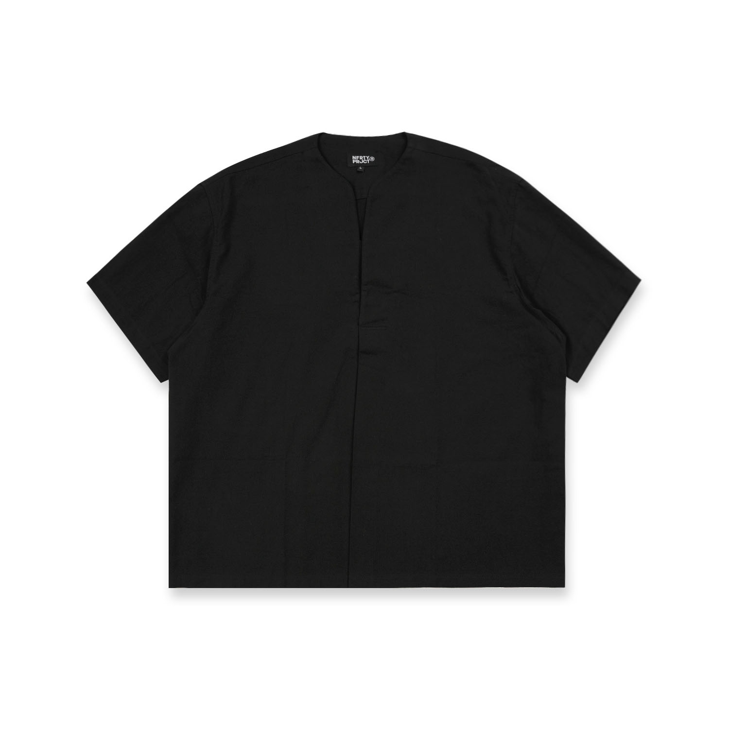 Noforty Project Oversize Colarless Boxy Shirt Isma Black