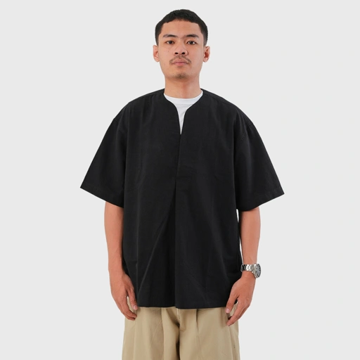 Noforty Project Oversize Colarless Boxy Shirt Isma Black