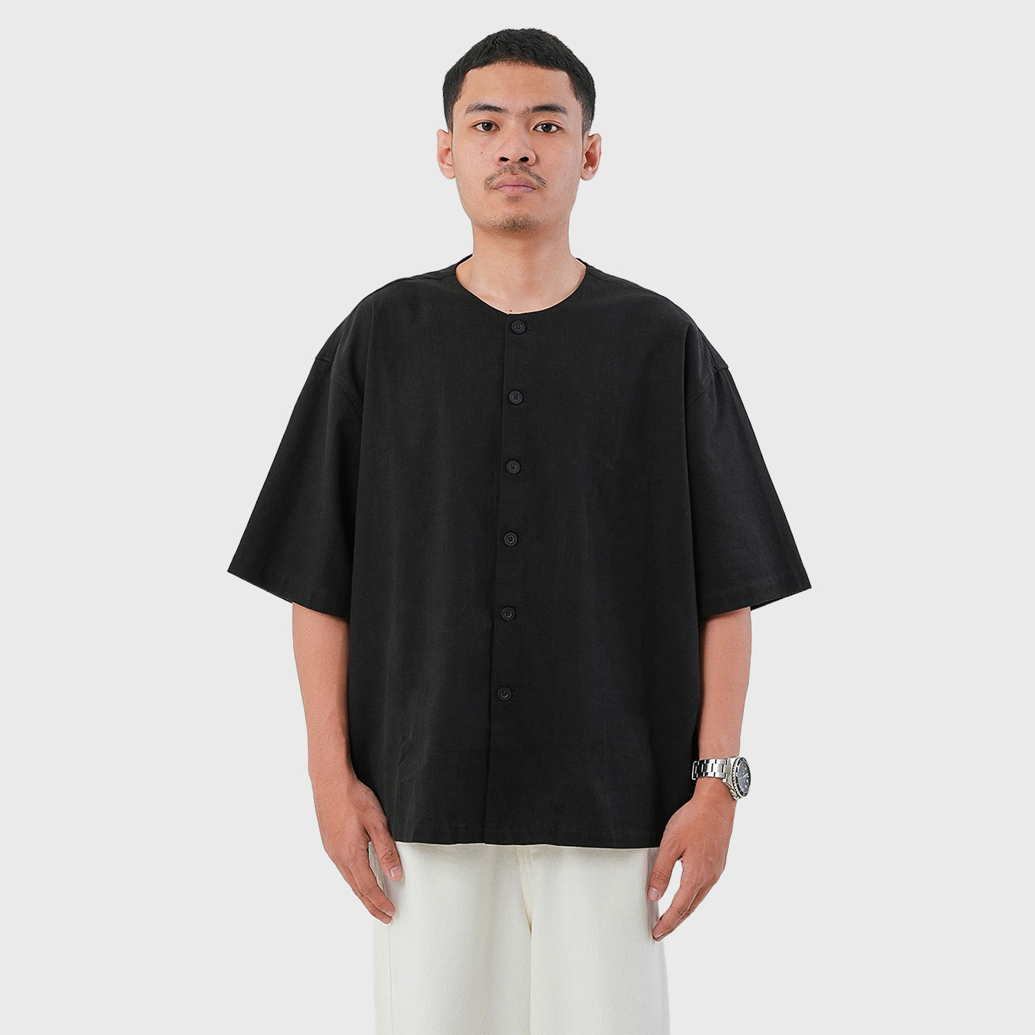 Noforty Project Oversize Colarless Shirt Ramsey Black