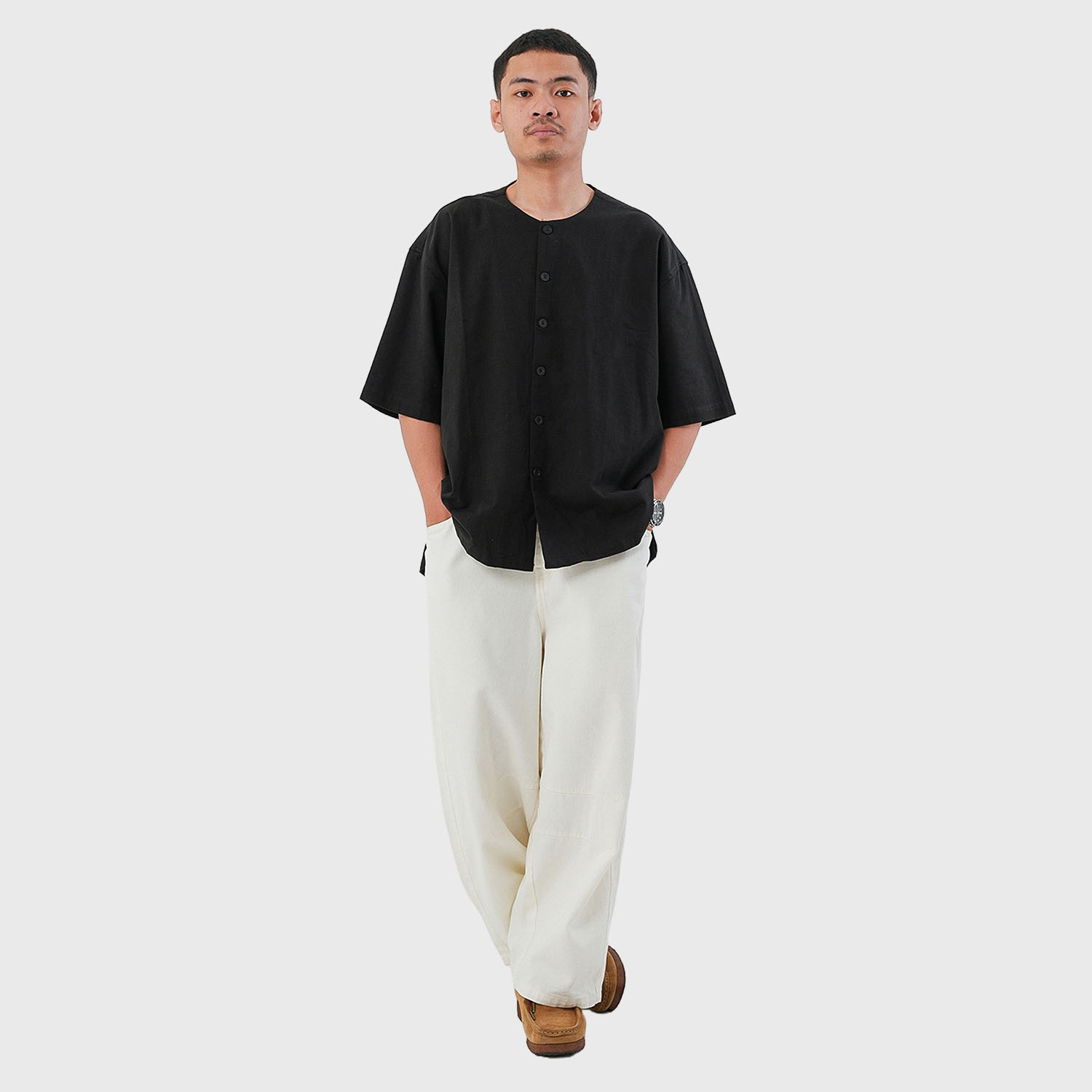 Noforty Project Oversize Colarless Shirt Ramsey Black