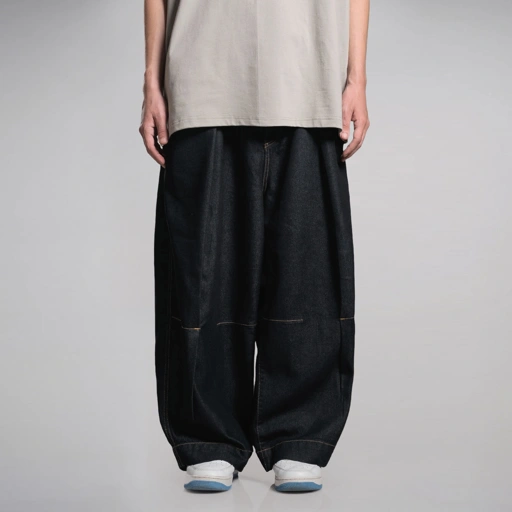 Image of Noforty Project Baggy Ankle Pants Hanami Black
