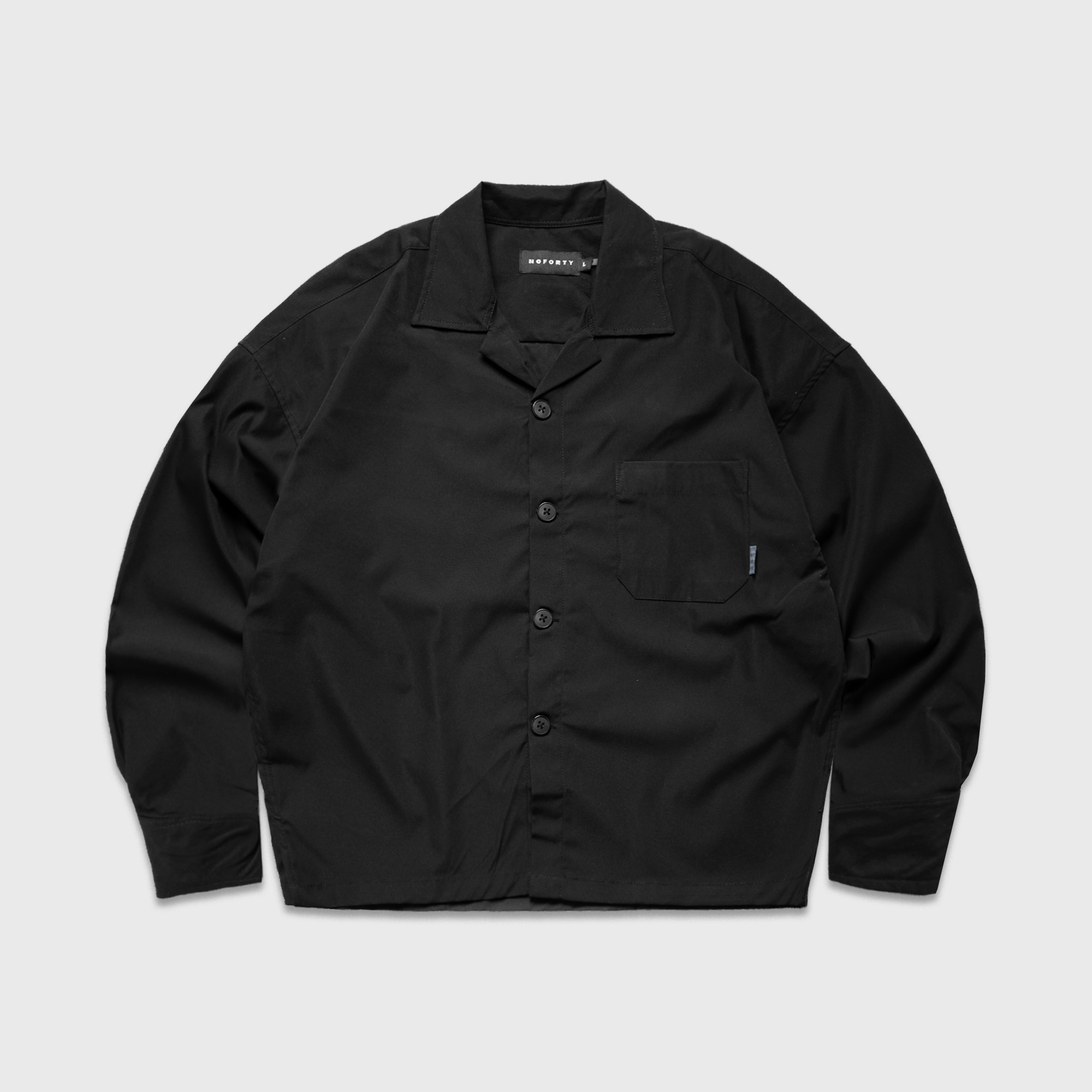 Noforty Project Oversize Loose Bowling Long Shirt Damian Black