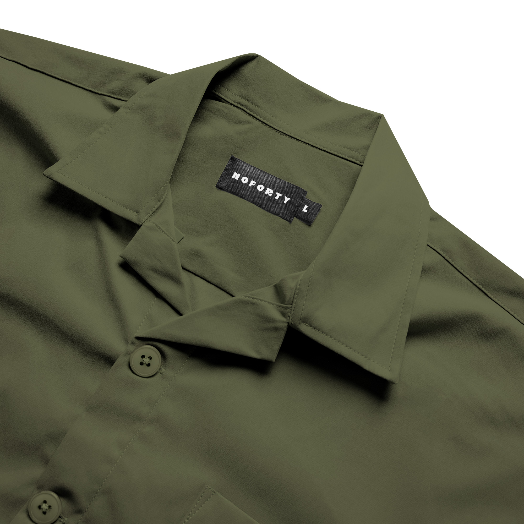 Noforty Project Oversize Loose Bowling Long Shirt Damian Olive