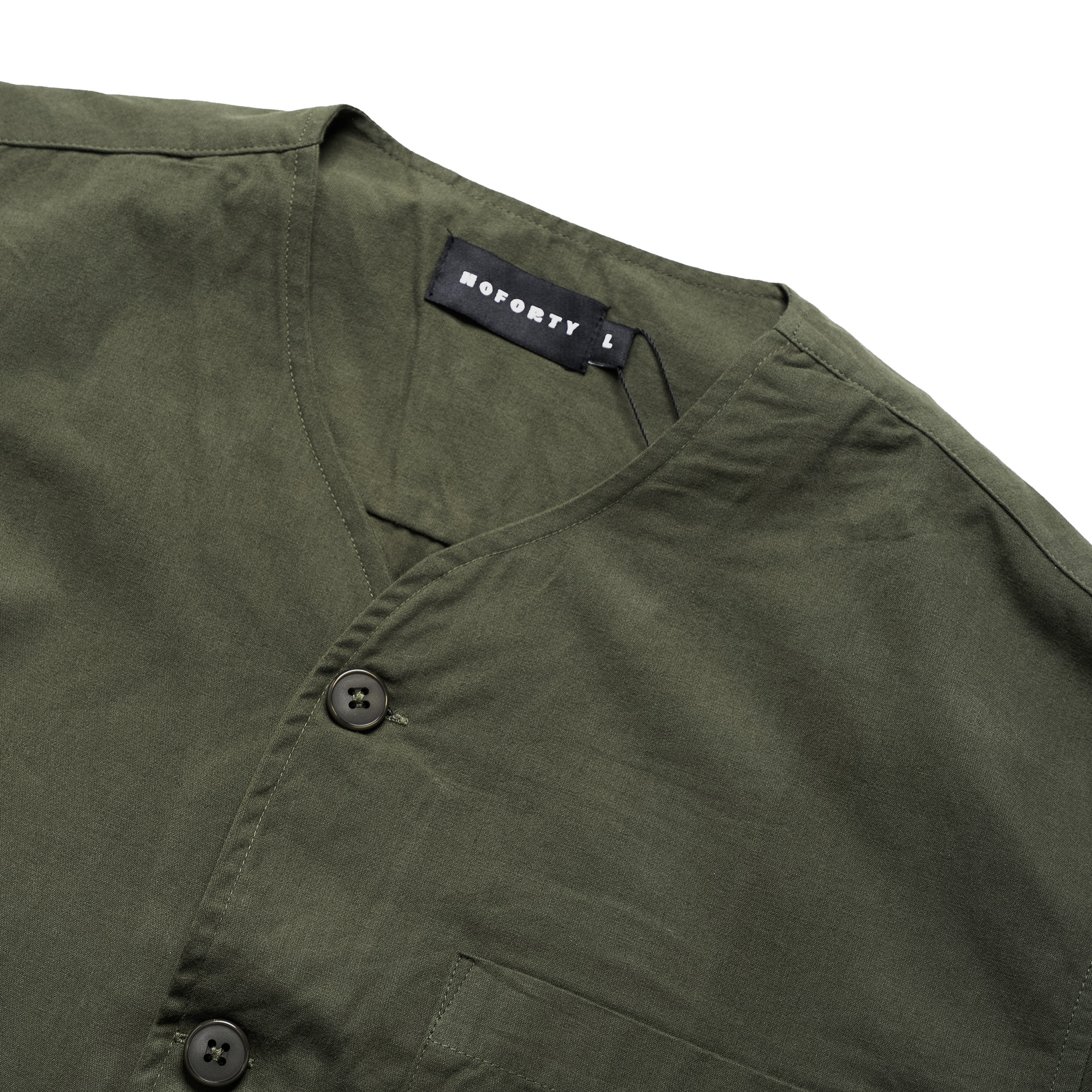 Noforty Project Oversize Colarless Long Shirt Nami Olive