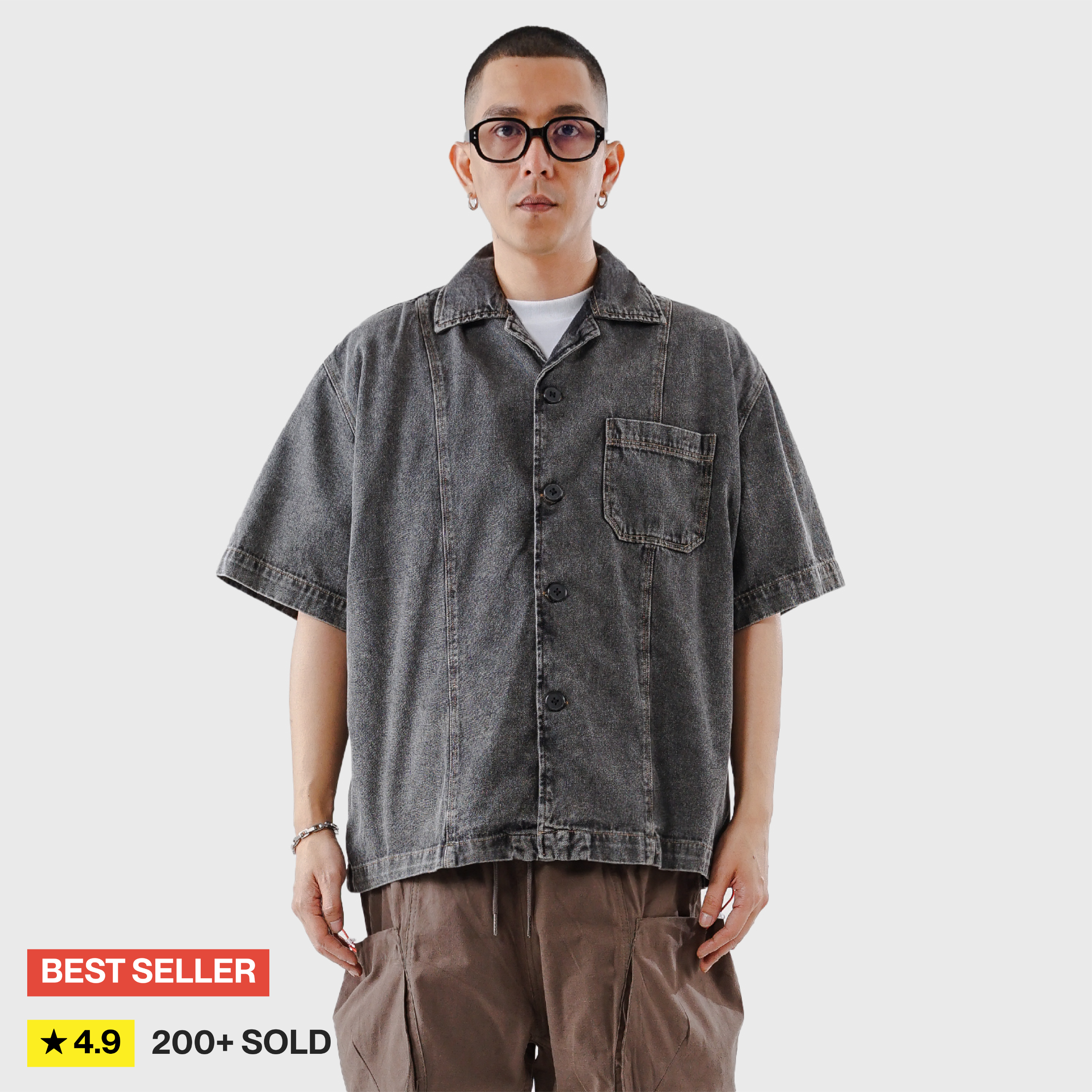 Noforty Project Oversize Short Shirt Denim Lowa Black